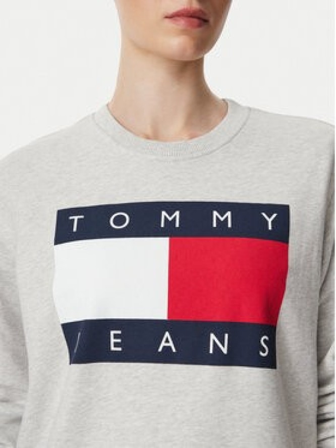 Tommy Jeans Bluza Flag DW0DW23906 Szary jasny Regular Fit