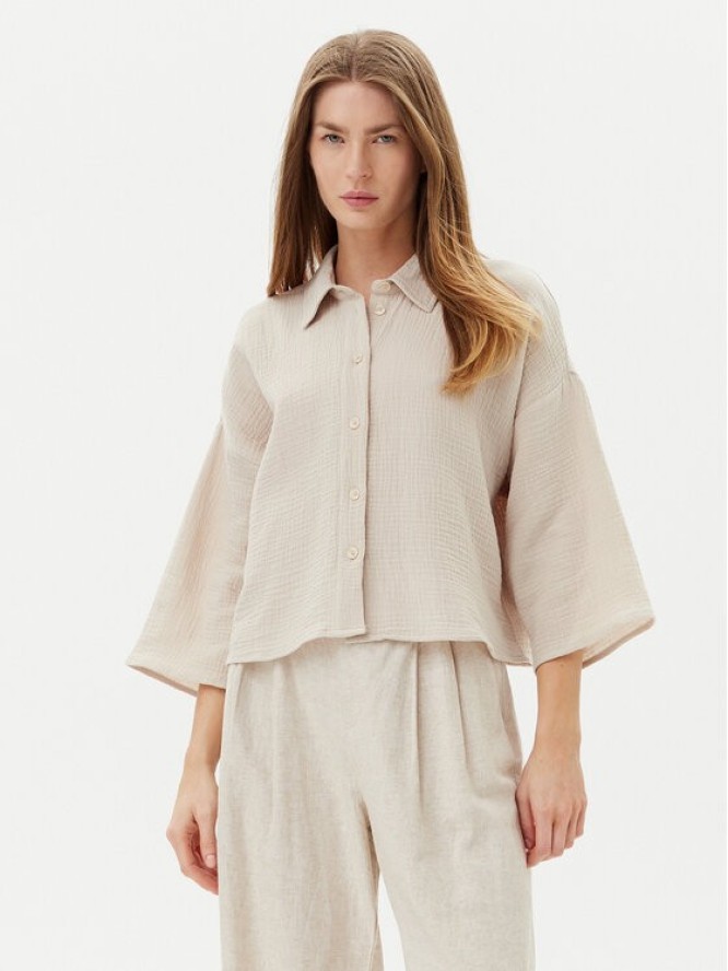 Vero Moda Koszula Natali 10279685 Beżowy Standard Fit