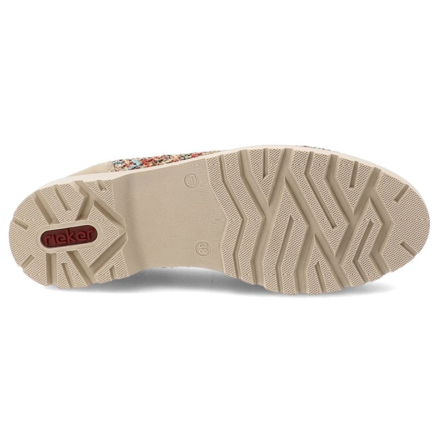 Beżowe Półbuty Rieker Modne Obuwie Damskie