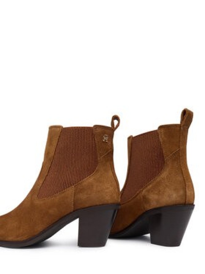 Tommy Hilfiger Botki Suede Western Chelsea Boot FW0FW09581 Brązowy