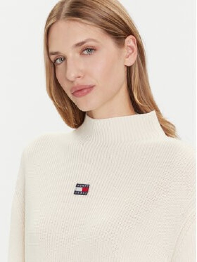 Tommy Jeans Sweter Badge DW0DW21676 Écru Relaxed Fit