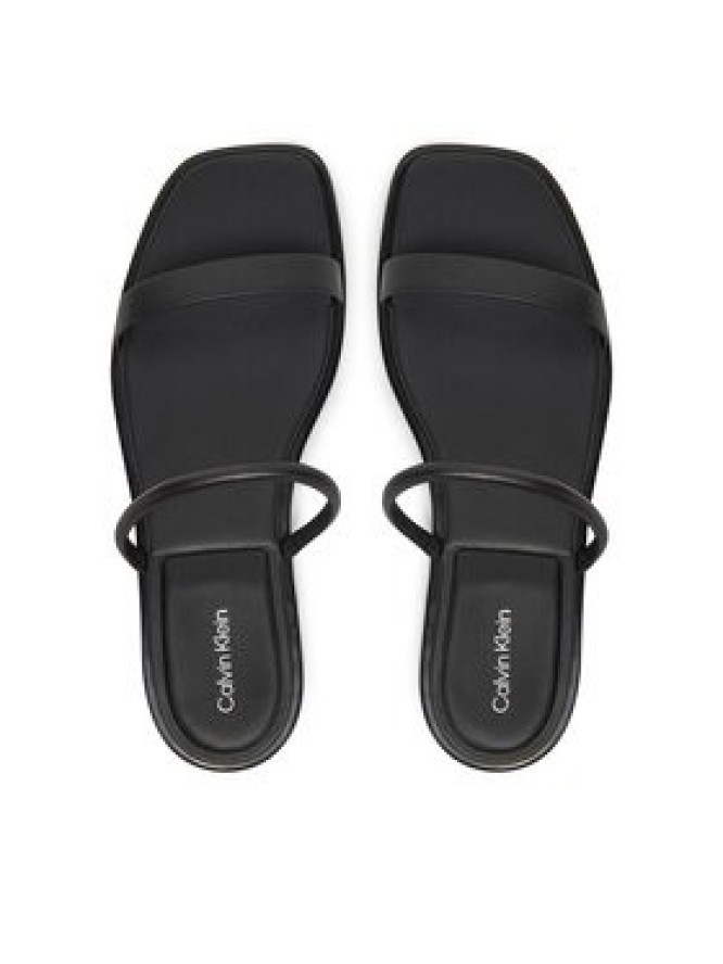 Calvin Klein Klapki Flat Sandal Squared 2-Bar Lth HW0HW02532 Czarny