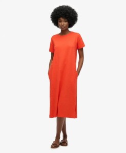 superdry Midi sukienka T-shirt z bawełny – Grenadine Orange