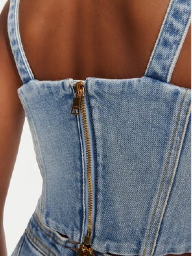 Balmain Top DF1AA345DE53 Niebieski Slim Fit