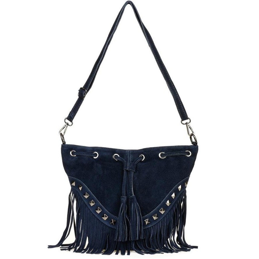 Worek skórzany VERA PELLE granatowy X39