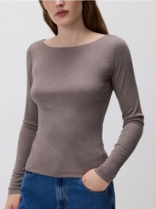 Longsleeve z wiskozą - beżowy