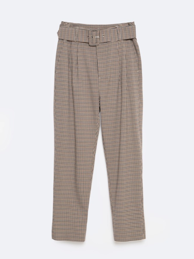 Spodnie damskie cygaretki z wysokim stanem w kratę Melisanai 000/ Melisana 000