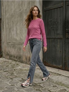 Jeansy straight mid waist - szary