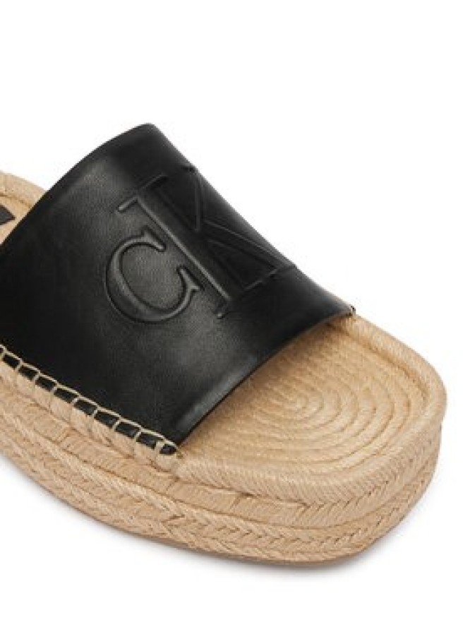 Calvin Klein Espadryle Flatf Espa Mule Lth Mg HW0HW03027 Czarny