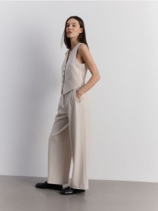 Szerokie spodnie - beżowy