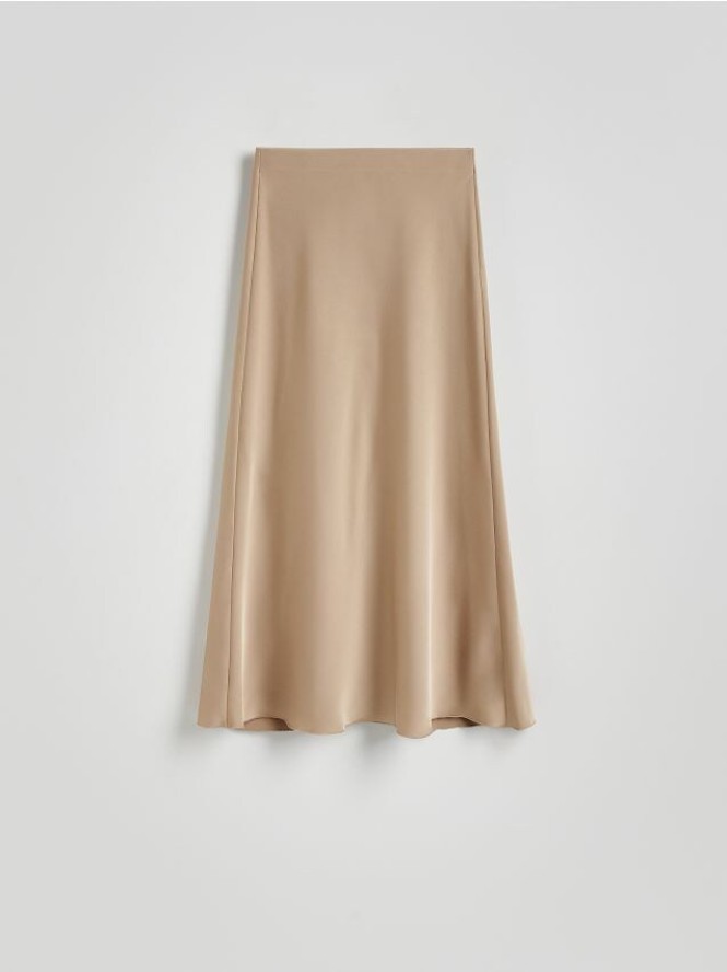 Satynowa spódnica midi - beżowy