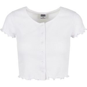 Koszulka damska Urban Classics cropped button up rib-Duże rozmiary