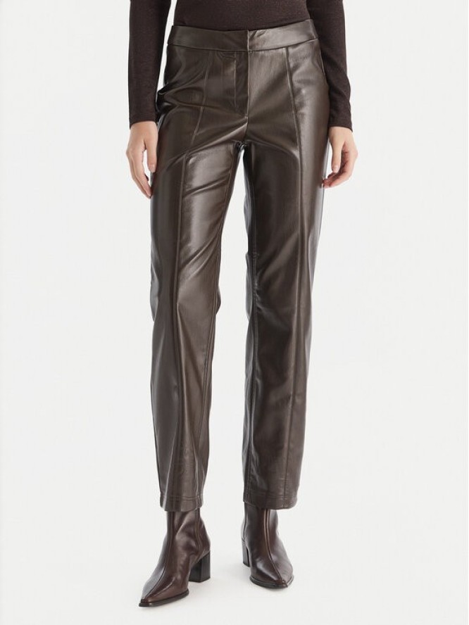 Vero Moda Spodnie z imitacji skóry Vips 10336342 Brązowy Straight Fit