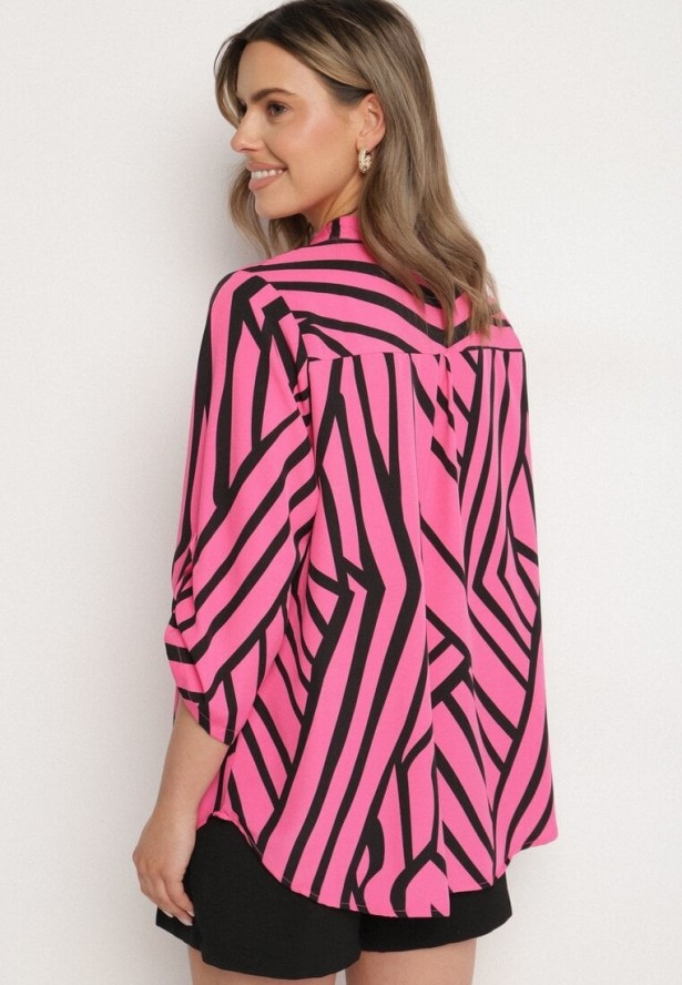 Fuksjowa Koszula z Bawełną i Geometrycznym Wzorem Tiarine