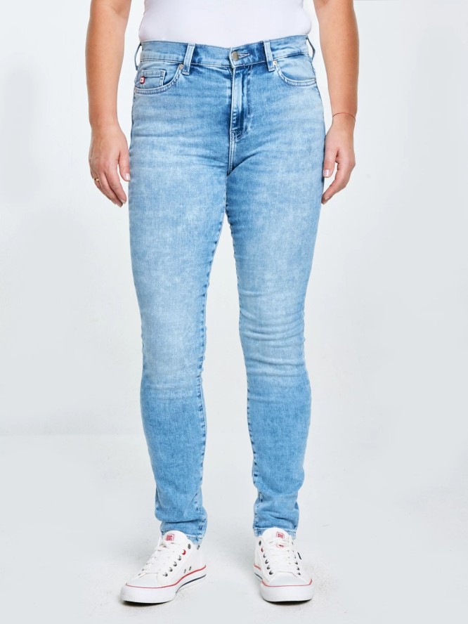 Jeansy damskie skinny marmurkowe jasnoniebieskie Adela 138