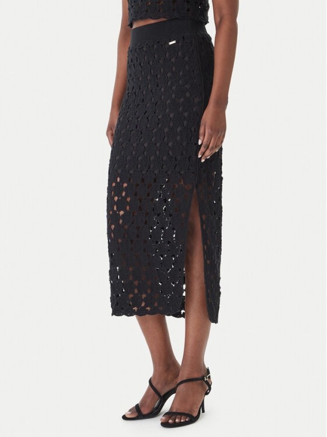 Fracomina Spódnica midi FR26SG4008K488R6 Czarny Slim Fit