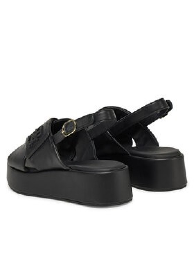 Tommy Hilfiger Sandały Th Logo Hw Padded Leather Sandal FW0FW08808 Czarny