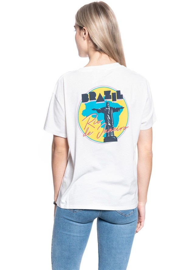 T-SHIRT DAMSKI WRANGLER BOYFRIEND TEE OFF WHITE W7Q2GH737 112132081