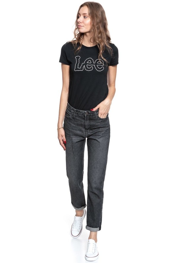 SPODNIE DAMSKIE LEE MOM STRAIGHT BLACK LAMONT L32IFFJZ 112107548