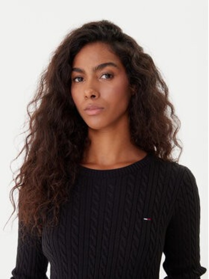 Tommy Jeans Sweter Cable Essential DW0DW22165 Czarny Regular Fit