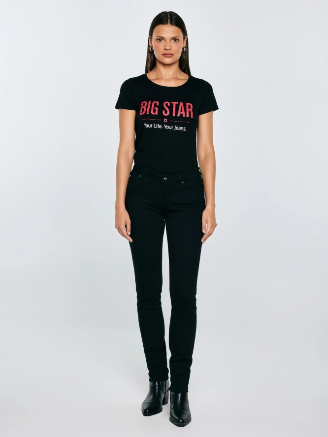 Koszulka damska o klasycznym kroju czarna Brunona 906