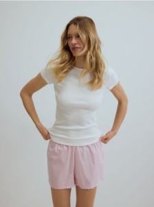 T-shirt z modalem 2 pack - kremowy