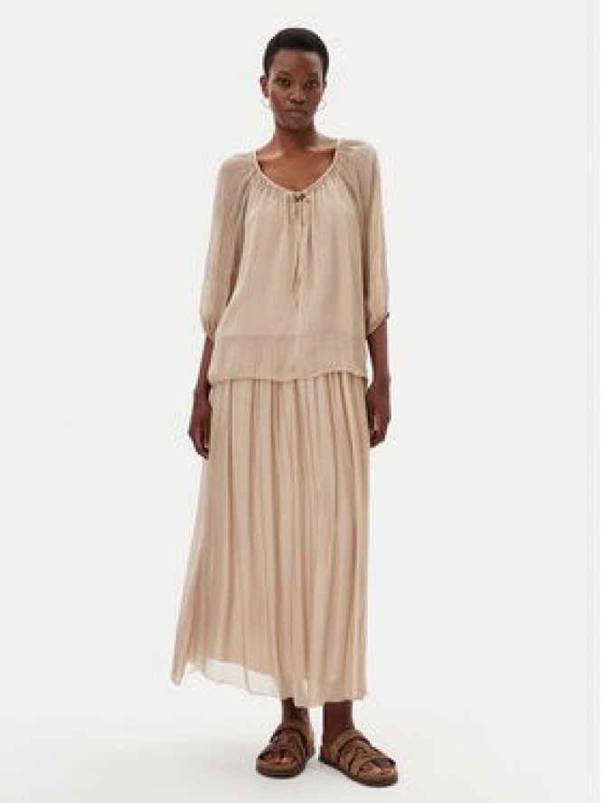 ViCOLO Bluzka TD0020 Beżowy Loose Fit