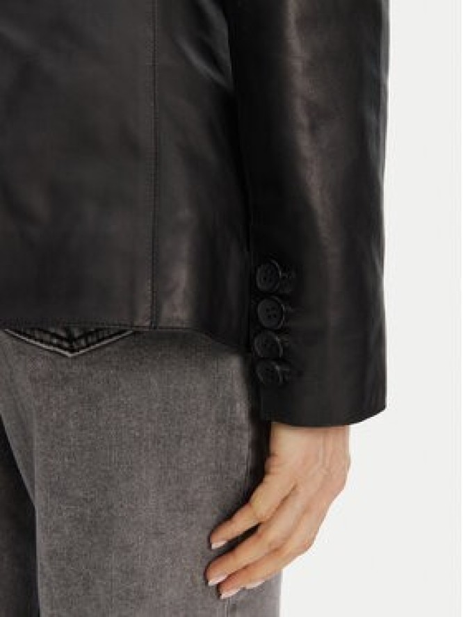 Serge Pariente Kurtka skórzana Caprice Czarny Slim Fit