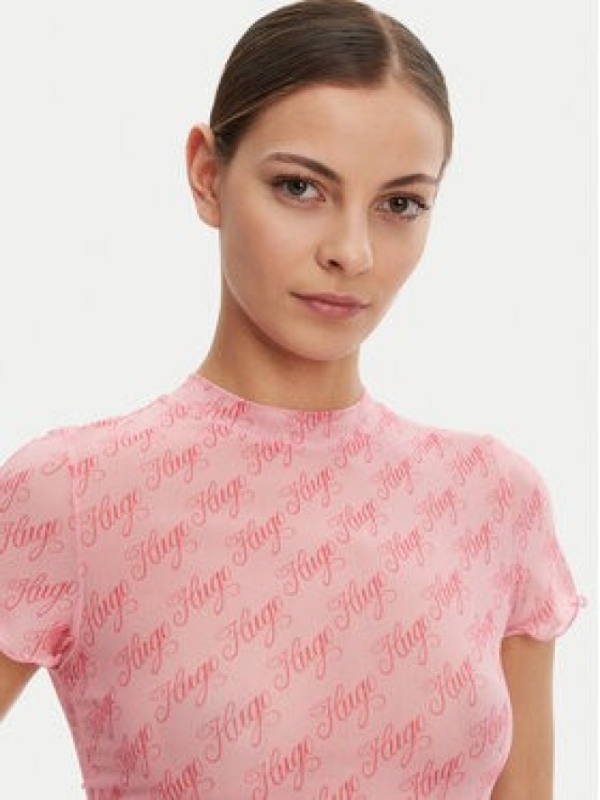 HUGO T-Shirt 50537184 Różowy Slim Fit