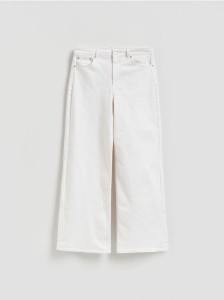 Jeansy wide leg ze średnim stanem - biały