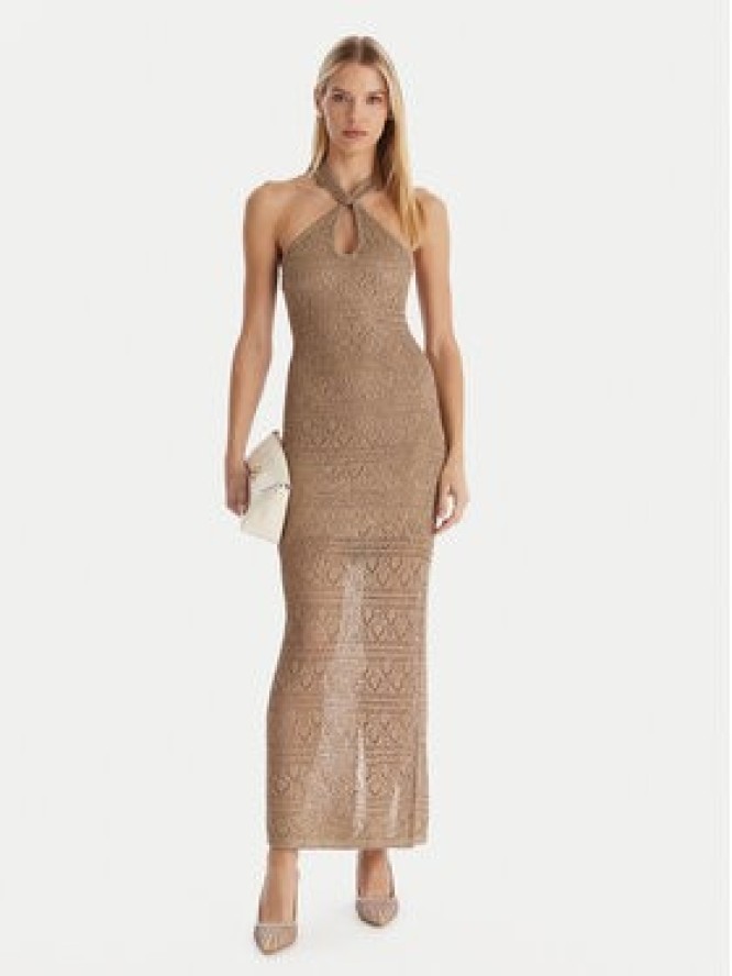 Guess Sukienka dzianinowa W5YK48 Z37G0 Beżowy Slim Fit