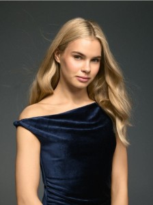 Welurowa sukienka maxi - granatowy