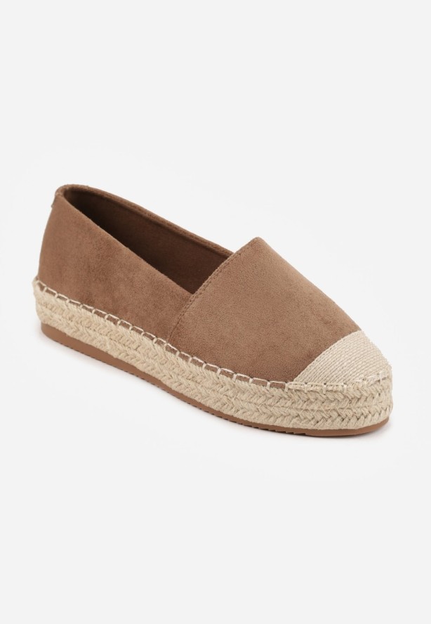 Brązowe Espadryle VICES w Klasycznym Stylu na Platformie z Plecionką Cherimare