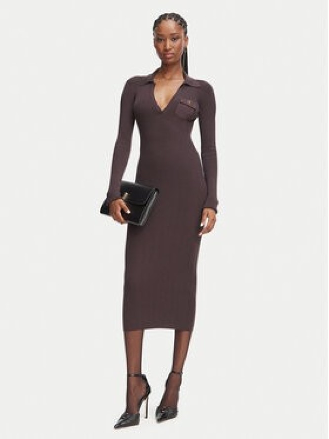 Elisabetta Franchi Sukienka dzianinowa AM-08B-66E2-V380 Brązowy ciemny Slim Fit