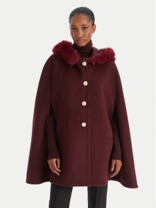 YES LONDON Płaszcz wełniany CD1223ECO Bordowy Regular Fit