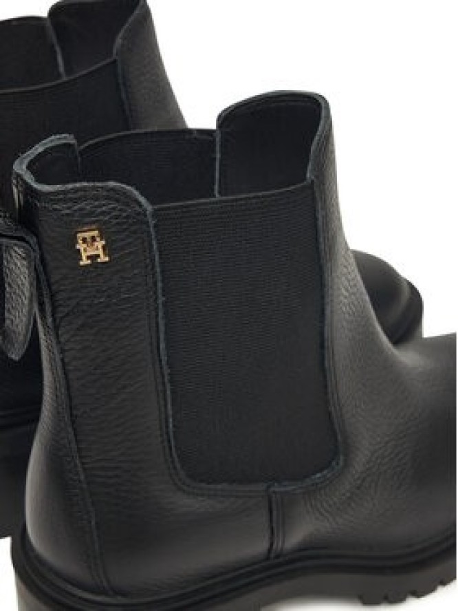 Tommy Hilfiger Botki Th Leather Chelsea Cleated Heel FW0FW08774 Czarny