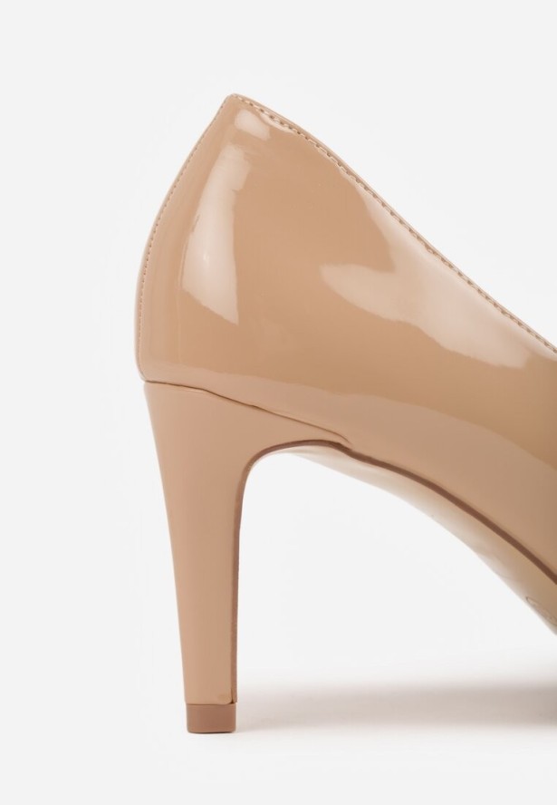 Ciemnobeżowe Eleganckie Czółenka na Szpilce z Wkładką ze Skóry Naturalnej Lerianna