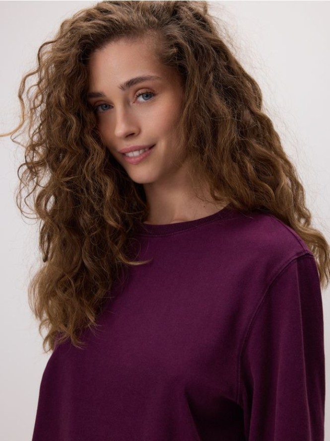 Bawełniany longsleeve - ciemnofioletowy