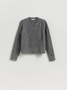 Kardigan z obniżoną linią ramion - szary