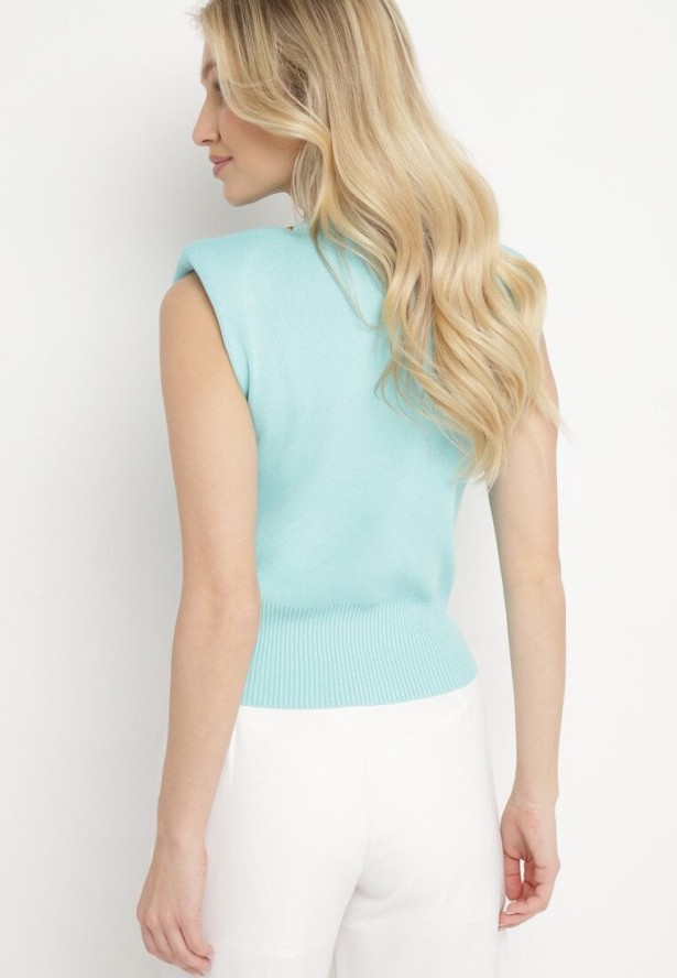 Jasnoniebieska Bluzka Dzianinowa z Łańcuchem Odesima