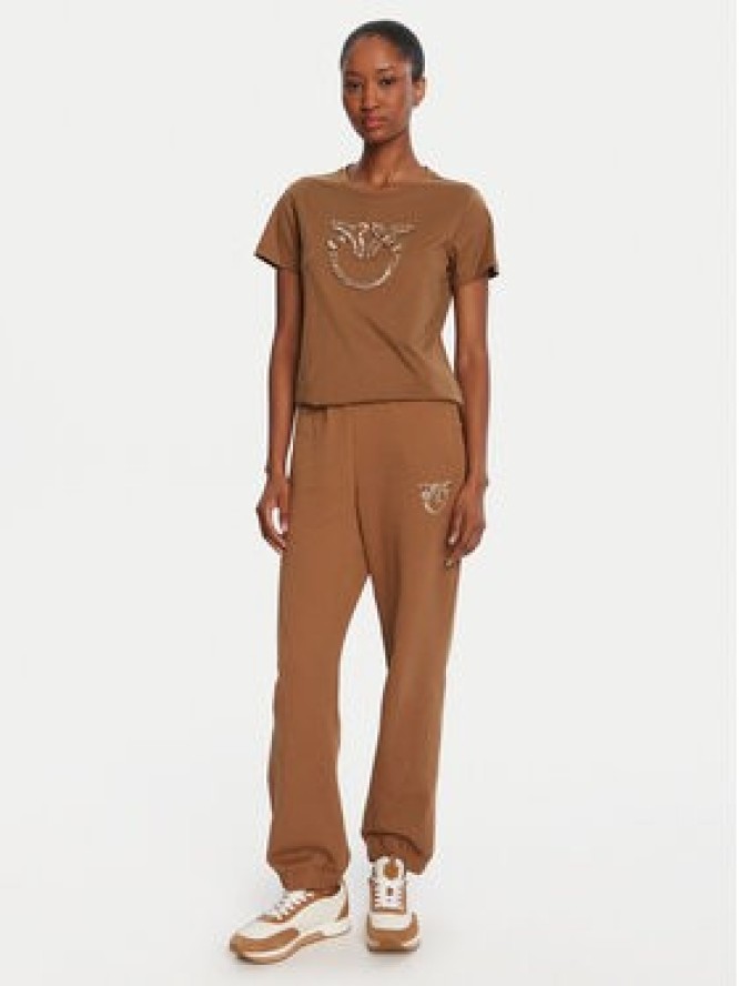 PINKO T-Shirt Quentin 100535 A2RN Brązowy Regular Fit