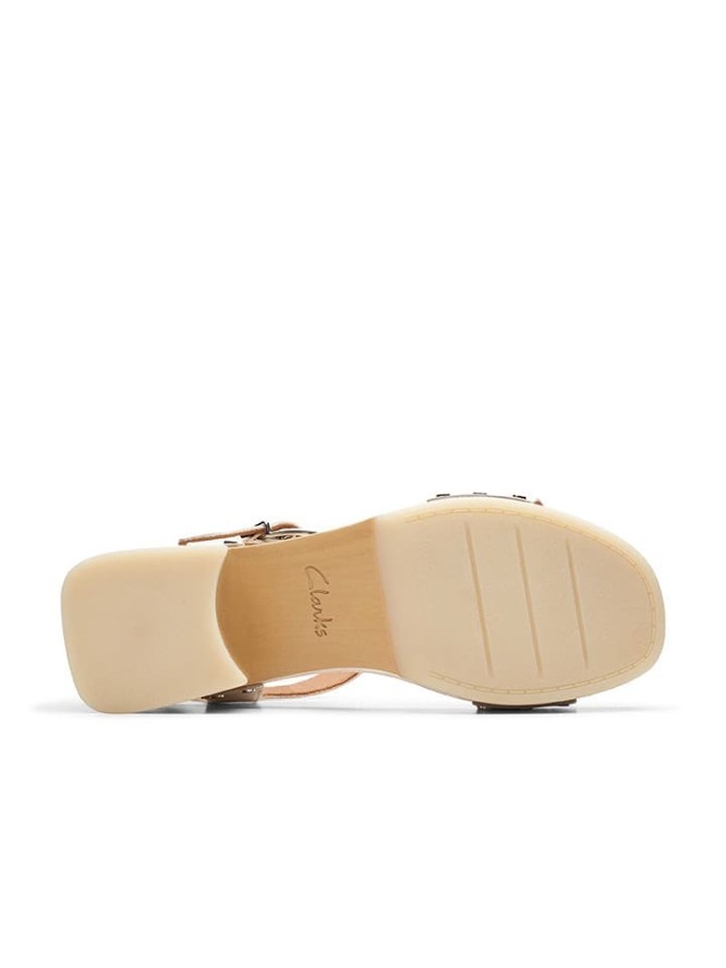 Clarks Skórzane sandały "Sivanne Bay" w kolorze kremowym na obcasie rozmiar: 41