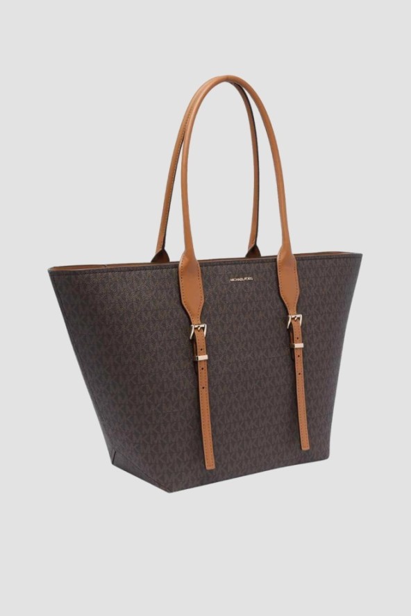 MICHAEL KORS Brązowa shopperka skórzana w monogram