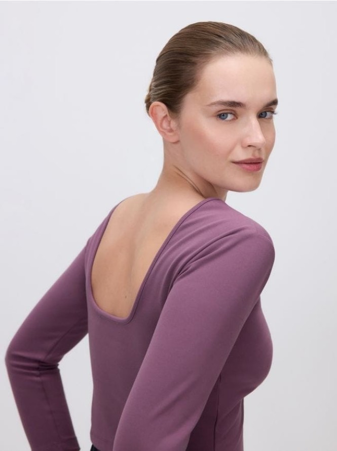 Top z rękawem 3/4 - ciemnofioletowy