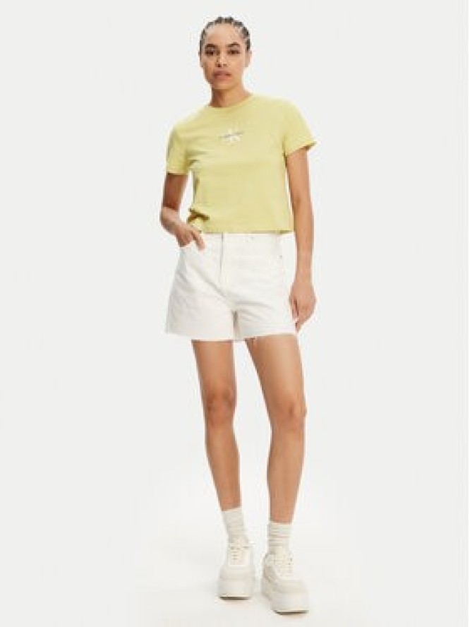 Calvin Klein Jeans Szorty jeansowe J20J225153 Biały Mom Fit