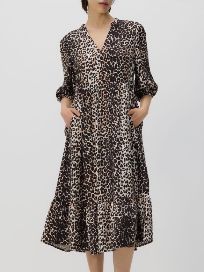 Sukienka midi z wiskozy - wielobarwny