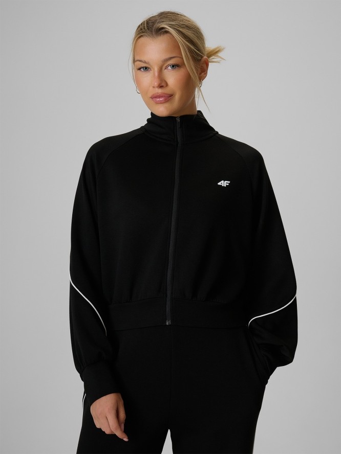 4F Bluza kibica regular bez kaptura damska - czarna S