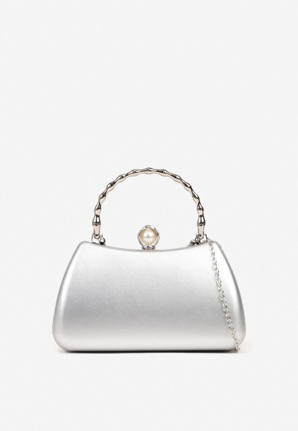 Srebrna Torebka Typu Kopertówka z Ozdobną Rączką Fesiria