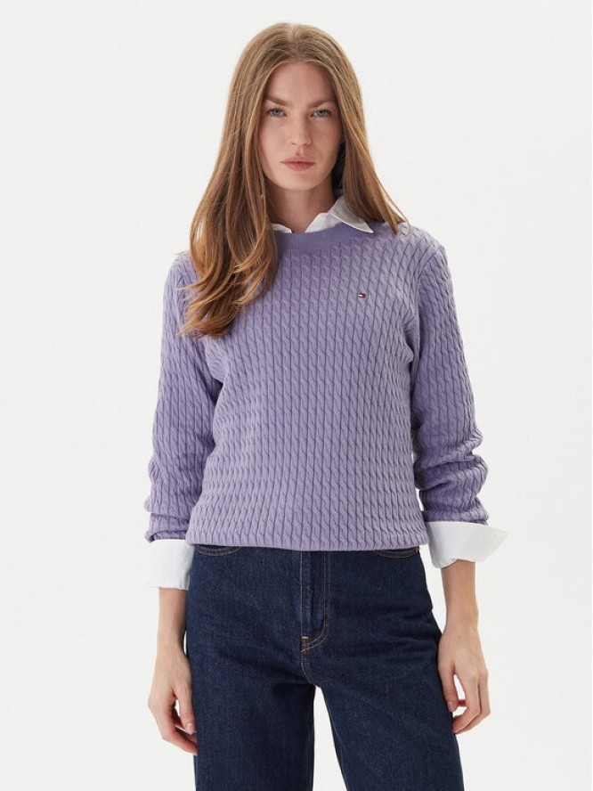 Tommy Hilfiger Sweter Fine WW0WW44993 Fioletowy Regular Fit