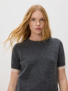 Sweter z krótkim rękawem - szary